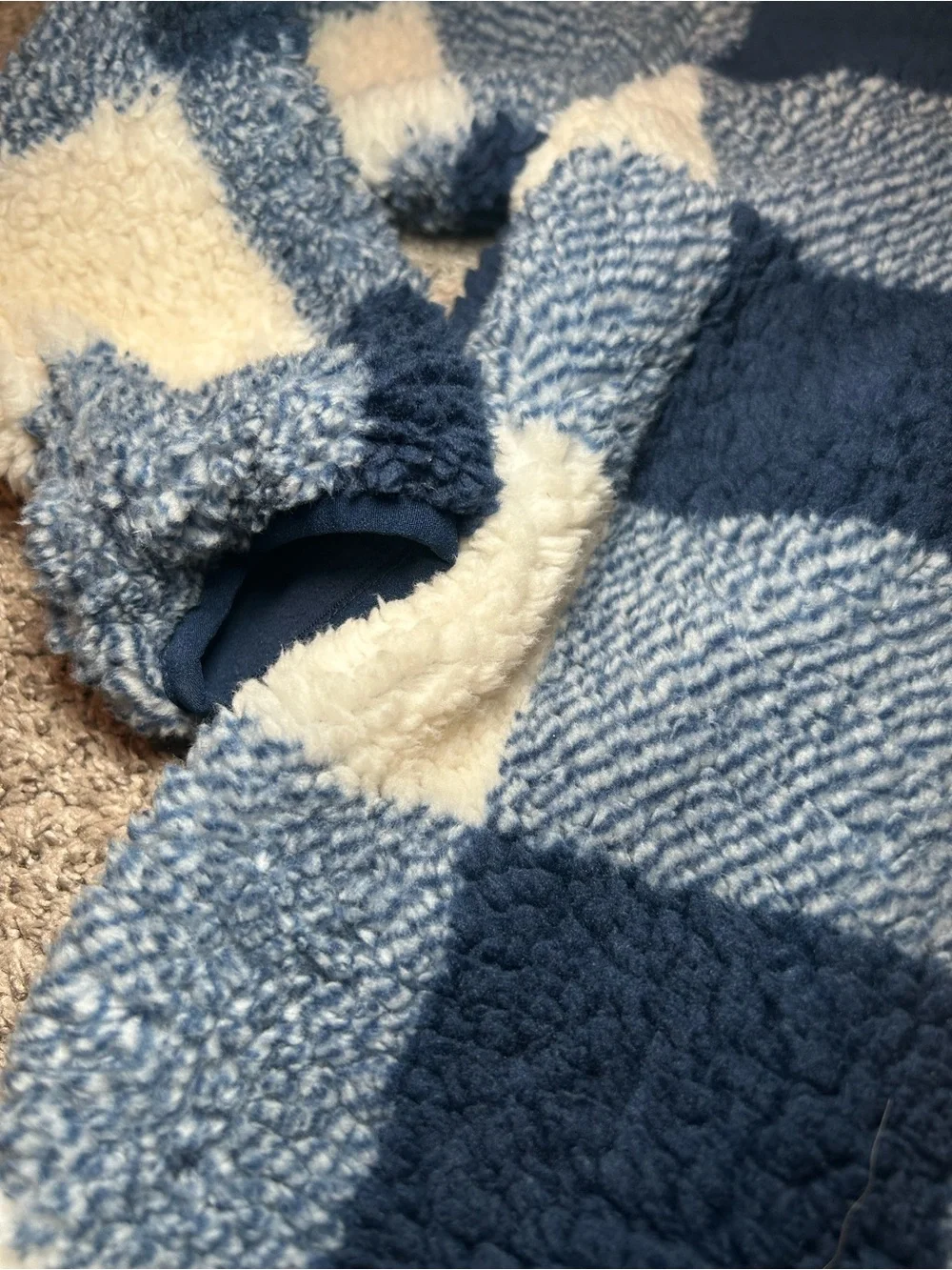 Carter's Navy, Cream & Gray Buffalo Plaid Sherpa Pullover
